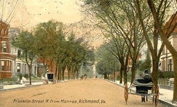 800 West Franklin Street, just west of Monroe Park. Today the buildings on this block are part of VCU's Academic Campus.